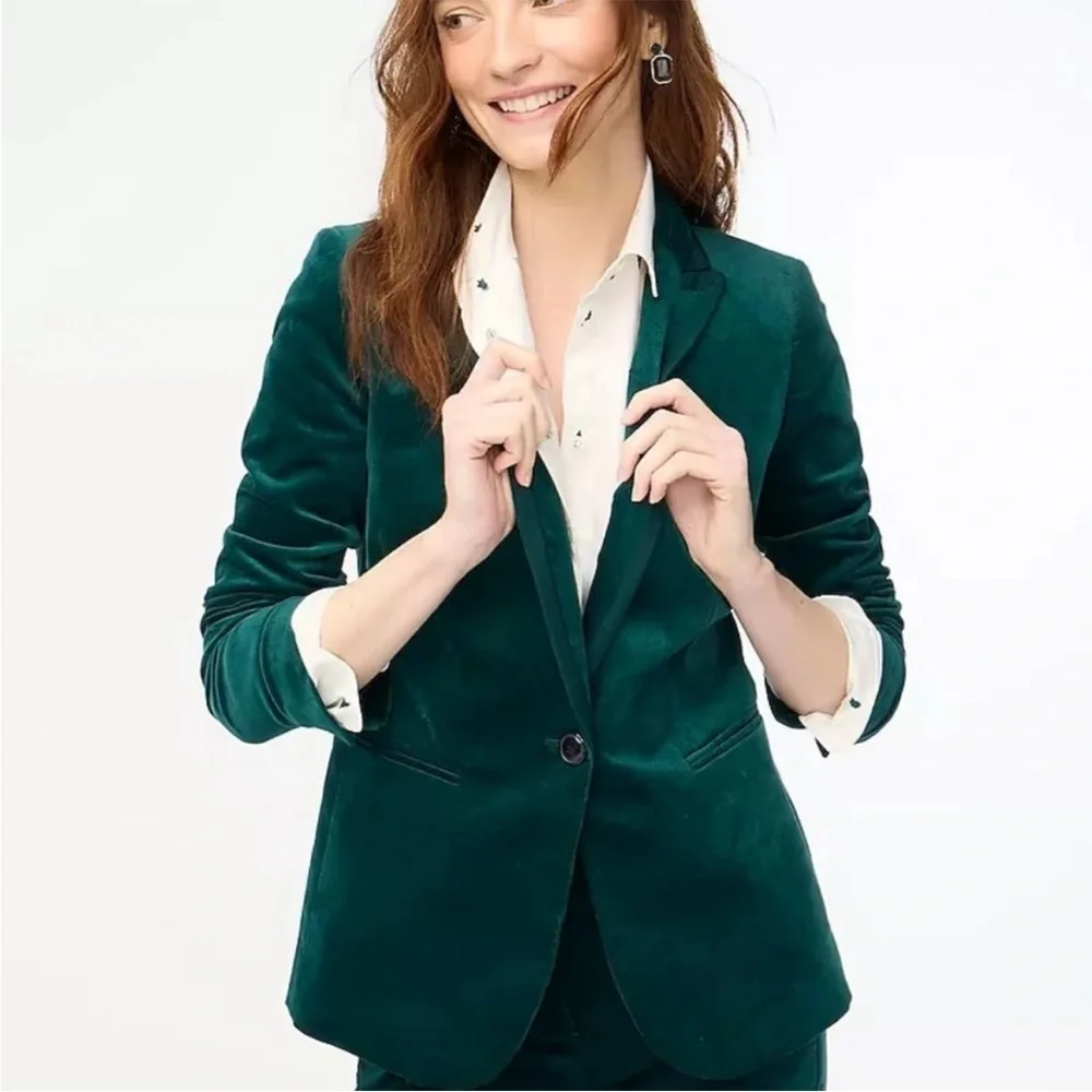 NWOT‎ J. Crew Velveteen one-button blazer Size 6 Old Forest - Picture 2 of 16